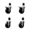 Service Caster 4'' Soft Rubber Swivel 1-7/8'' Expanding Stem Caster Set 2 Total Lock Brakes, 4PK SCC-EXTTL20S414-SRS-2-S-2-178 - alternate 1